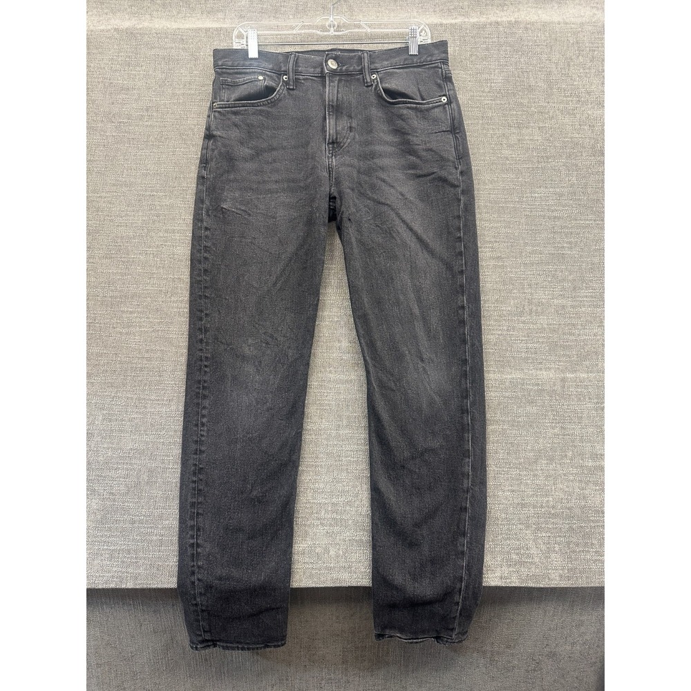 H&M Jeans Mens 32x32 Black Denim Cotton Stretch Mid Rise Slim Fit Straight Leg